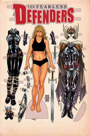 A paper doll Valkryie on the cover of Fearless Defenders (2013) #4